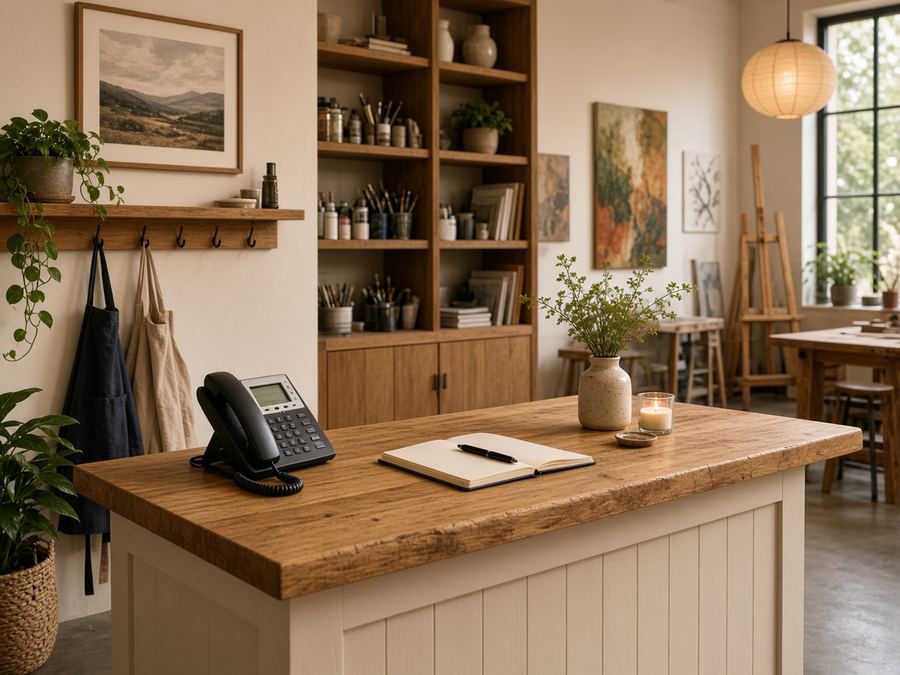Contact desk at Art Studio Hairbrook in Austin